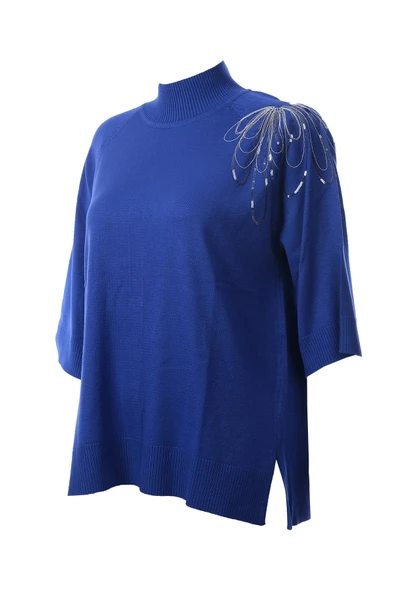 On Omzu Zincir İşlemeli Triko Kazak On - 8