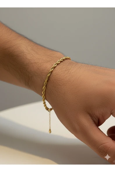 bettin tasarım 316L Çelik Kararmaz Klasik Burgu Unisex Bileklik 4mm Kalınlık - 4