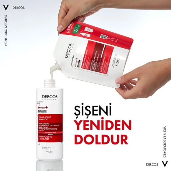Vichy Dercos Energisant Saç Dökülmesine Karşı Şampuan Refill 400 ml - 4