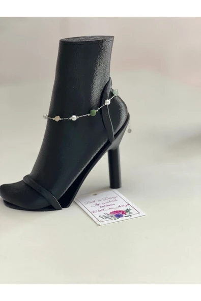 bettin tasarım İncili Doğaltaşlı Halhal - Resim 6