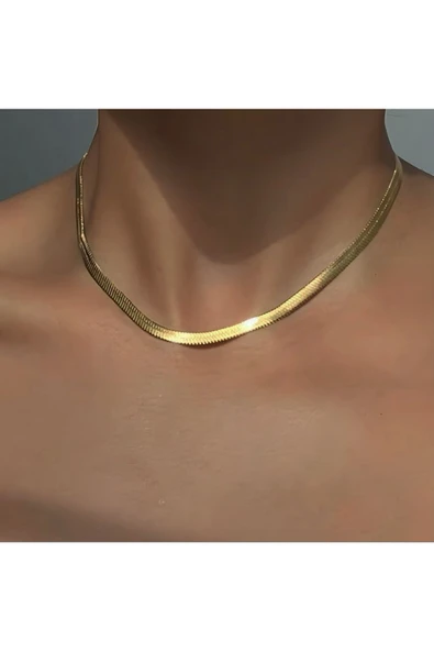 bettin tasarım Kadın Yüksek Kalite Çelik İtalyan Ezme Zincir Kolye 60cm + 5cm Uzatma 3mm Kalınlık - Resim 4