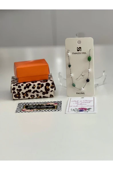 bettin tasarım İncili Doğaltaşlı Halhal - Resim 5