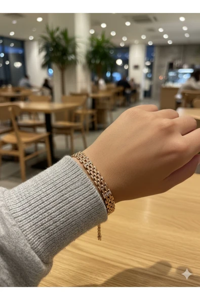 bettin tasarım Hasır Zirkon Taşlı Rose Xuping Kadın Bileklik - 1