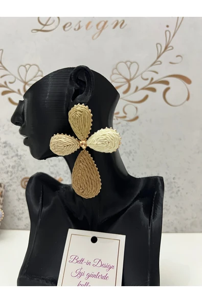 bettin tasarım KREM ve Renklerinde Kadın Paslanmaz HASIR Çelik Küpe - Resim 3