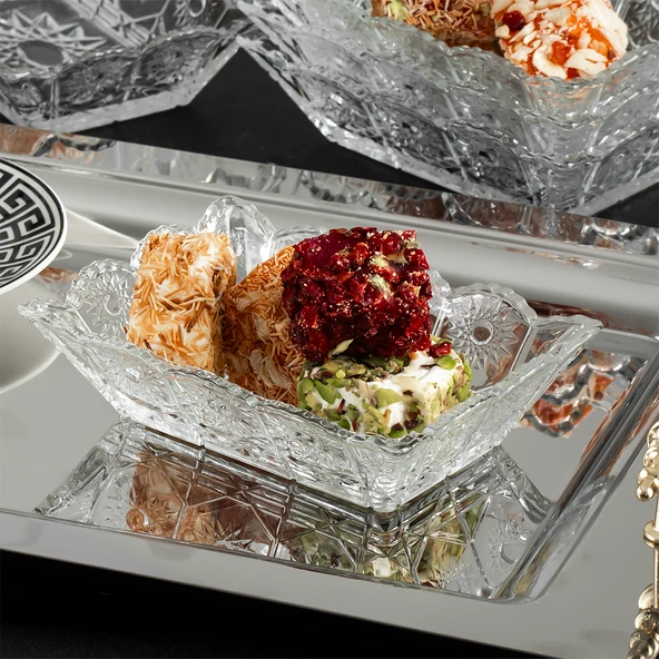 Porsima Almina 6'lı Kahve Yanı Lokumluk Sunumluk Cam Kase Seti Mini İkramlık Şekerlik, Reçellik, Sosluk Kase - 4