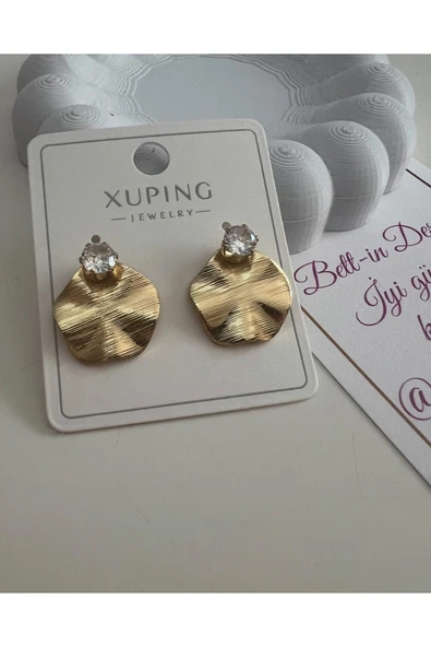 bettin tasarım Xuping Gold Işıltılı Çelik Kadın Küpe - Resim 5