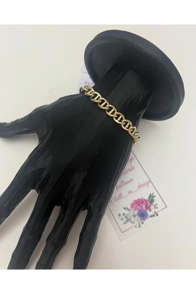 bettin tasarım Kadın 14 Ayar Altın Kaplama Xuping Kalın Zincir Klasik Bileklik - Resim 6