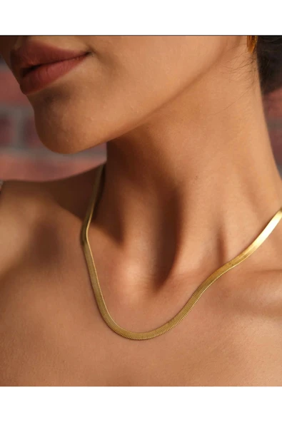 bettin tasarım Kadın Yüksek Kalite Çelik İtalyan Ezme Zincir Kolye 60cm + 5cm Uzatma 3mm Kalınlık ürün görseli