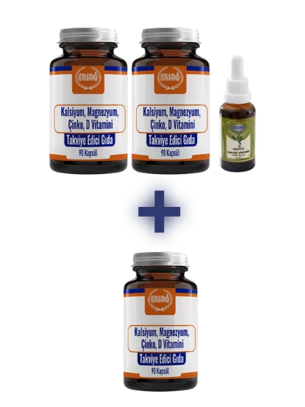 Ersağ 2 ADET KALSİYUM, MAGNEZYUM, ÇİNKO, D VİTAMİNİ, 1 ADET ZEYTİN YAPRAĞI EKSTRAKTI ALANA 1 ADET KALSİYUM, MAGNEZYUM, ÇİNKO, D VİTAMİNİ HEDİYE - 1