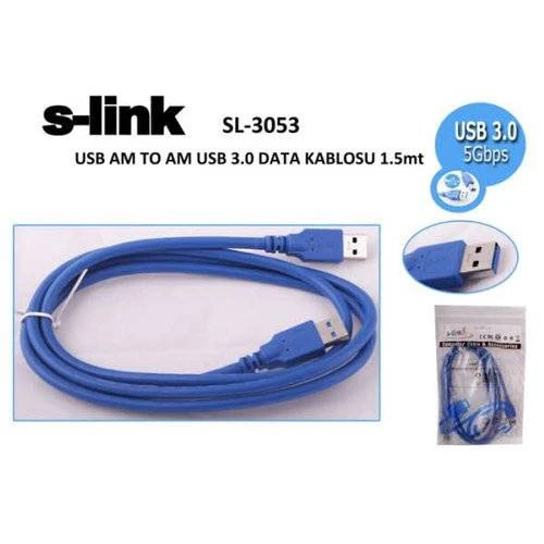 S-LINK SL-3053 AM TO AM USB 3.0 (1.5 Metre) DATA KABLOSU ürün görseli 1