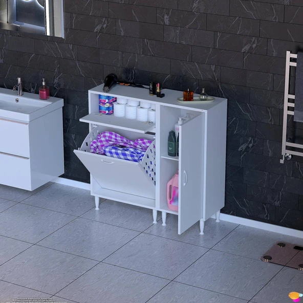 Modilayn YENİCE 95x97x32,5 cm 3 raflı ve 3 sepetli dolap ile çamaşırlarınız artık daha düzenli