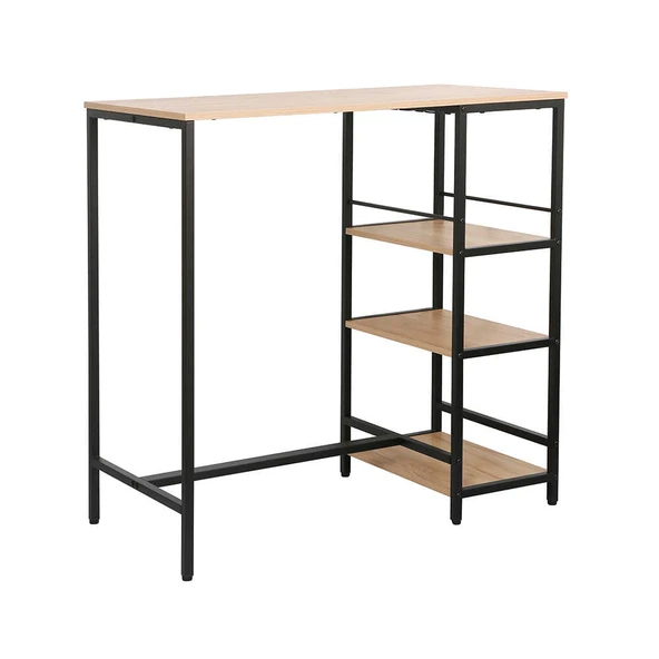 Step-Up 2 Tabureli Yüksek Ayaklı Raflı Yemek Masası Ceviz/Siyah 100x50x100 - 5