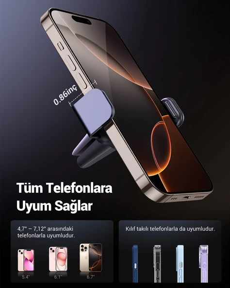 UGREEN Araç İçi Telefon Tutucu 360 Derece Dönebilir Air Vent, 10422 - 5