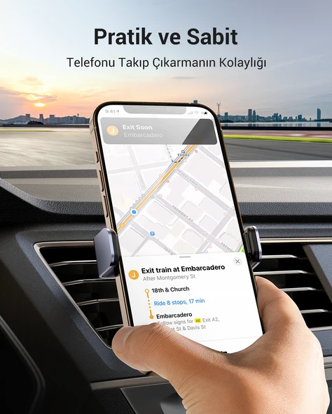 UGREEN Araç İçi Telefon Tutucu 360 Derece Dönebilir Air Vent, 10422 - 2