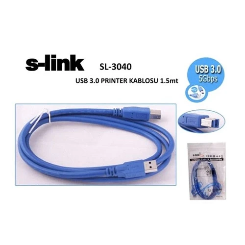 S-LINK SL-3040 Usb 3.0 A Tip B Tip Yazıcı Kablosu ( 1.5 Metre ) ürün görseli 1