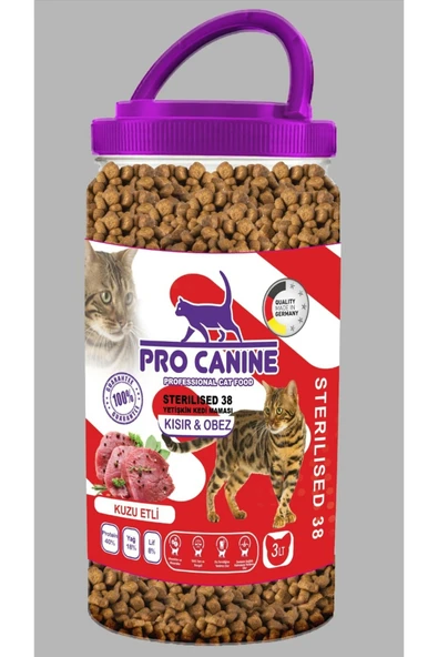 Az Tahıllı Hypoallergenic Kuzu Etli Kısır & Obez Sterilised 38 Yetişkin Kedi Maması 3 Lt - 1