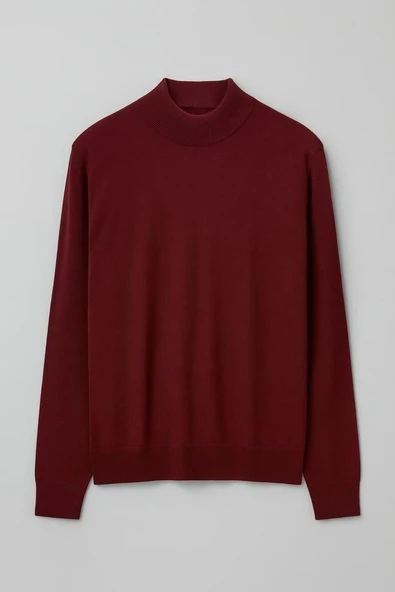 Fincher Yarım Balıkçı Fit Kalıp Boğazlı Erkek Kazak - Bordo ürün görseli