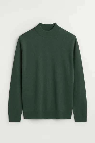 Fincher Yarım Balıkçı Fit Kalıp Boğazlı Erkek Kazak - Yeşil ürün görseli