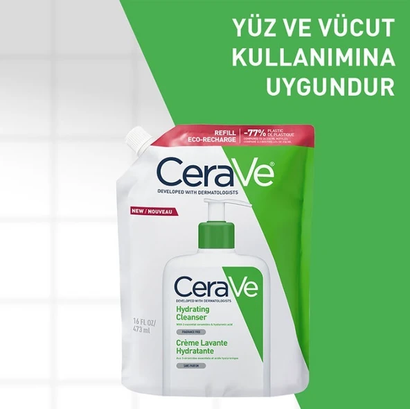 CeraVe Hydrating Cleanser Normal ve Kuru Ciltlere Özel Yüz ve Vücut Nemlendirici Temizleyici Refill Dökme Poşet 473 ml - 6