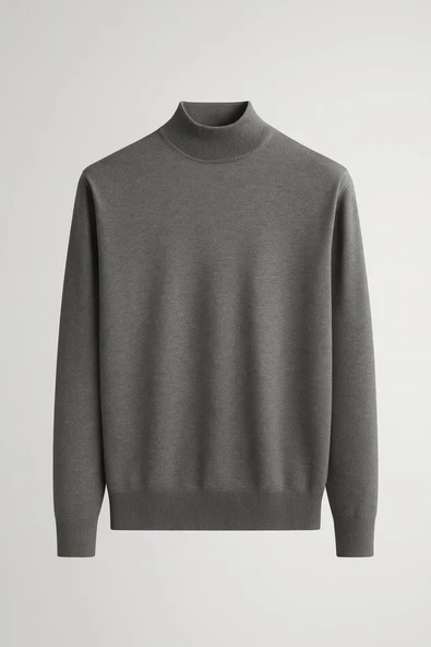 Fincher Yarım Balıkçı Fit Kalıp Boğazlı Erkek Kazak - Füme