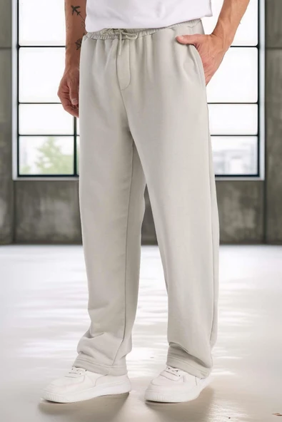 Mendes Baggy Kalıp Diagonal 3 İplik Kumaş Erkek Eşofman Altı Pantolon - Mineral Gri - Resim 3