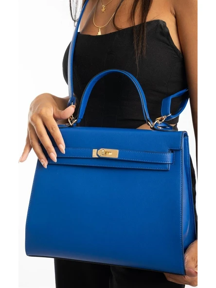 Remuse Klasi̇k Model Ki̇li̇tli̇ Kadın El Omuz Çantası Saks ürün görseli 1