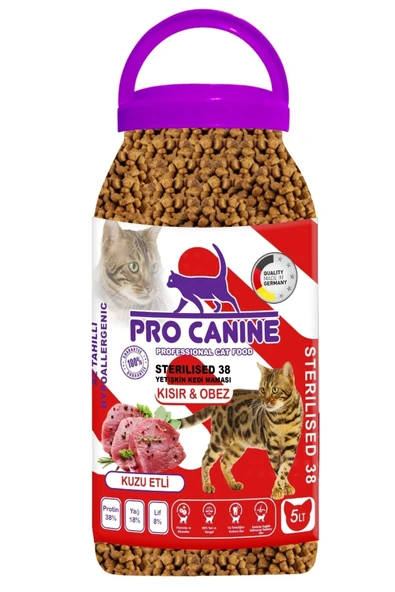 Az Tahıllı Hypoallergenic Kuzu Etli Kısır   Obez Sterilised Yetişkin Kedi Maması 5 lt - 1