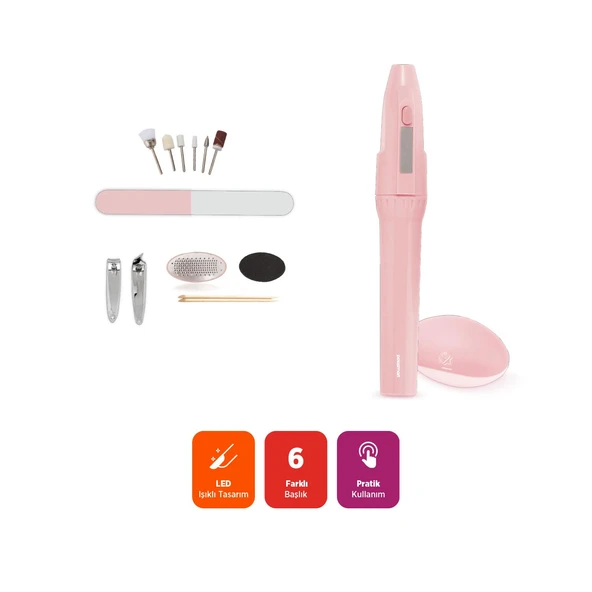 Polosmart PBS505 Pilli Manikür Pedikür Seti Pembe - 3