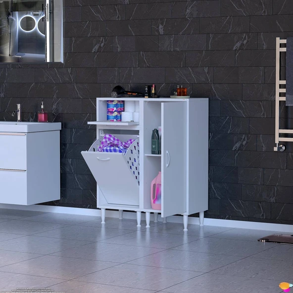 Modilayn YENİCE 90x97x32,5 cm 3 raflı ve 3 sepetli dolap ile çamaşırlarınız artık daha düzenli. - 3