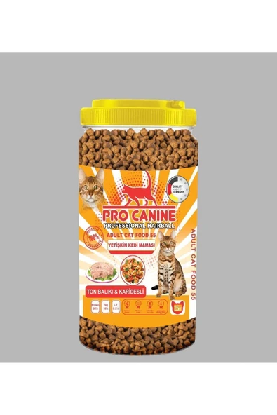 PRO CANİNE 55 HAIRBALL TON BALIKLI -KARİDESLİ YETİŞKİN KEDİ MAMASI 1,5 LT - 1