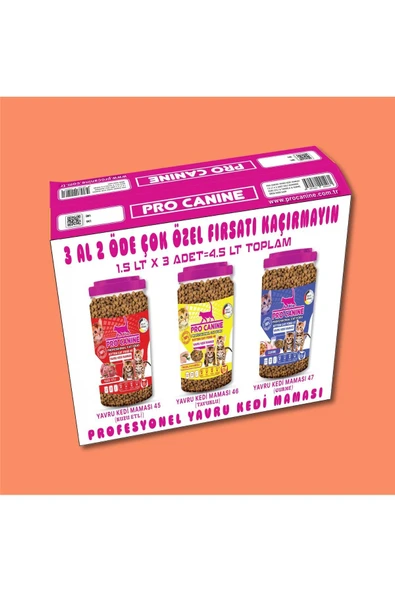PROFESYONEL YAVRU KEDİ MAMASI 1,5 LT X 3 ADET = 4,5 LT - 1