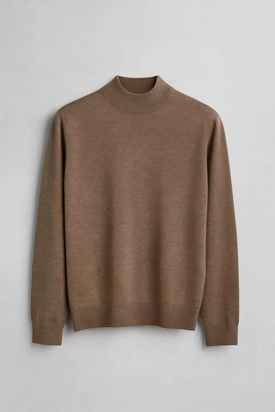 Fincher Yarım Balıkçı Fit Kalıp Boğazlı Erkek Kazak - Bej ürün görseli