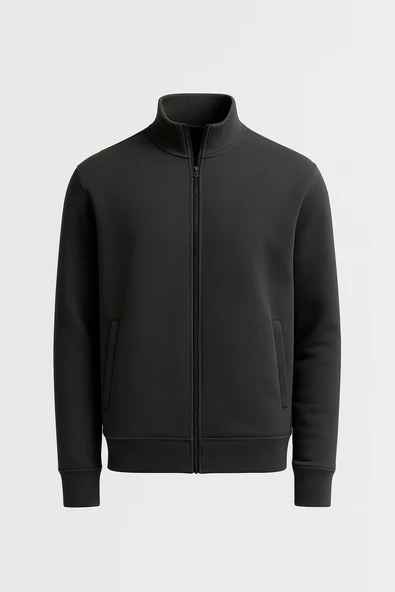 Marcel Regular Fit Fermuarlı Kıstırma Cepli Üç İp Şardonlu Erkek Sweatshirt - Avcı Yeşili ürün görseli 1