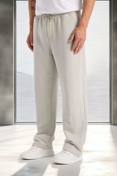 Mendes Baggy Kalıp Diagonal 3 İplik Kumaş Erkek Eşofman Altı Pantolon - Mineral Gri - Resim 6