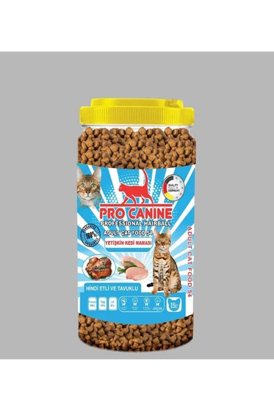 PRO CANİNE 54 HAIRBALL HİNDİ ETLİ - TAVUKLU YETİŞKİN KEDİ MAMASI 1,5 LT - 1