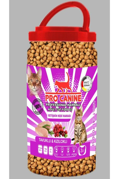 Professional Haırball Tavuklu & Kızılcıklı Yetişkin Kedi Maması 3 Lt - 1