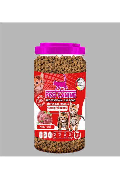 PRO CANİNE PROFESSİONAL 45 KUZU ETLİ KİTTEN KEDİ MAMASI 1,5 LT - 1
