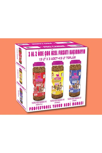 PROFESYONEL YAVRU KEDİ MAMASI 1,5 LT X 3 ADET = 4,5 LT - 2