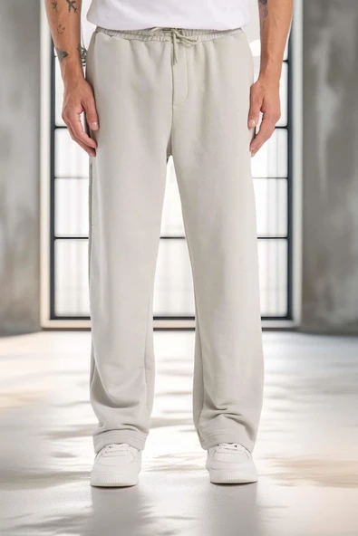 Mendes Baggy Kalıp Diagonal 3 İplik Kumaş Erkek Eşofman Altı Pantolon - Mineral Gri ürün görseli