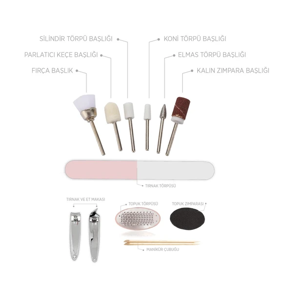 Polosmart PBS505 Pilli Manikür Pedikür Seti Pembe - 4