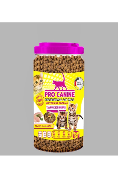 PRO CANİNE PROFESSİONAL 46 TAVUKLU & HAMSİLİ KİTTEN KEDİ MAMASI 1,5 LT - 1