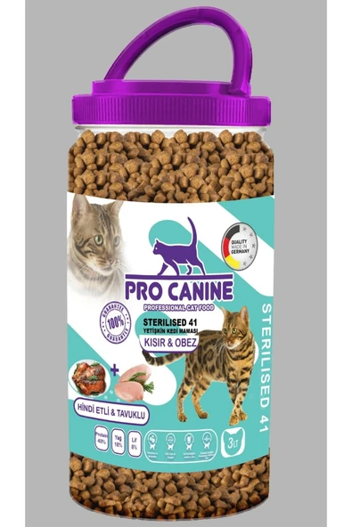 Professıonal Hindi Etli -tavuklu Kısır & Obez Sterılısed 41 Yetişkin Kedi Maması 3 lt - 1