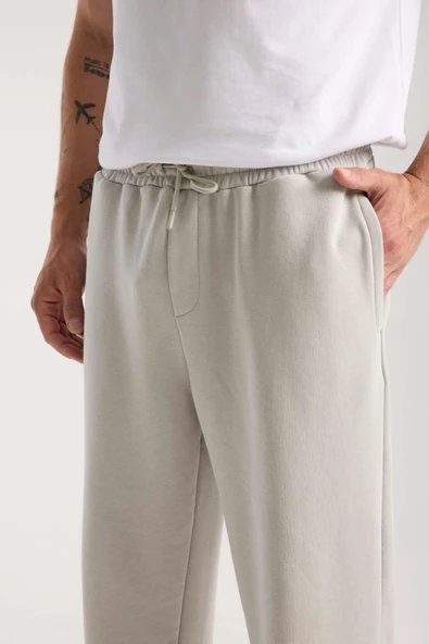 Mendes Baggy Kalıp Diagonal 3 İplik Kumaş Erkek Eşofman Altı Pantolon - Mineral Gri - Resim 2