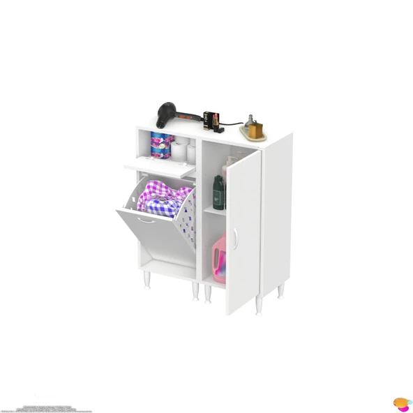 Modilayn YENİCE 70x97x32,5 cm 3 raflı ve 3 sepetli dolap ile çamaşırlarınız artık daha düzenli. - 7