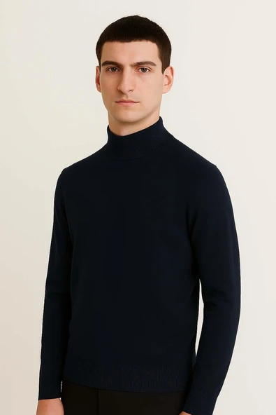 Fincher Yarım Balıkçı Regular Fit Boğazlı Erkek Kazak - Lacivert - 2