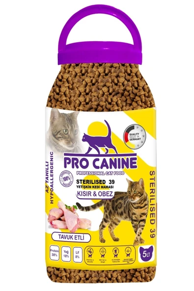 Az Tahıllı Hypoallergenic Tavuk Etli Kısır & Obez Sterilised Yetişkin Kedi Maması 5 Lt - 1