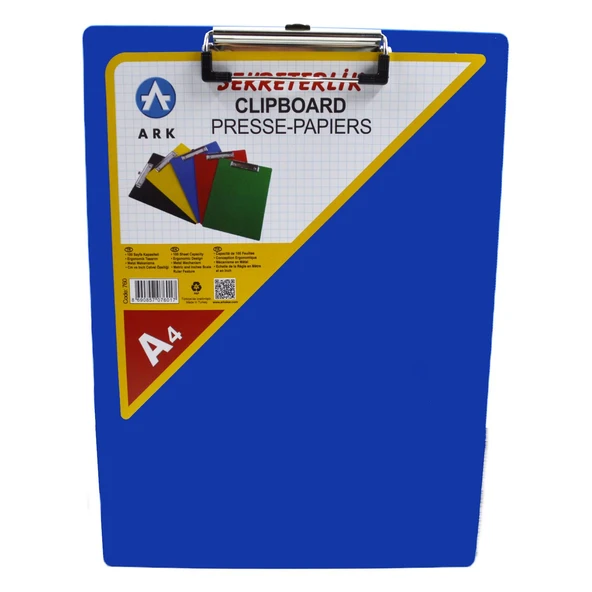 Ark A4 Cetvelli Plastik Kapaksız Sekreterlik Mavi Kod:760 ürün görseli