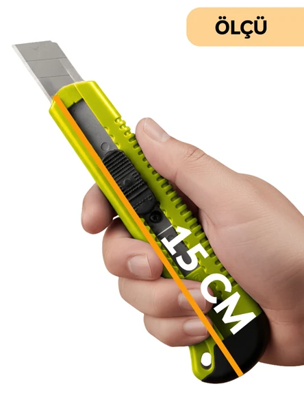 Beylini Falçata Plastik Gövde Geniş Maket Bıçağı Büyük Boy Halı Karton Kutu Gündelik Kullanım Hobi Bıçağı Sarı 15 CM - 5