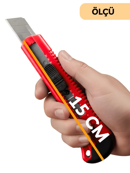 Beylini Falçata Plastik Gövde Geniş Maket Bıçağı Büyük Boy Halı Karton Kutu Gündelik Kullanım Hobi Bıçağı Kırmızı 15 CM - 5
