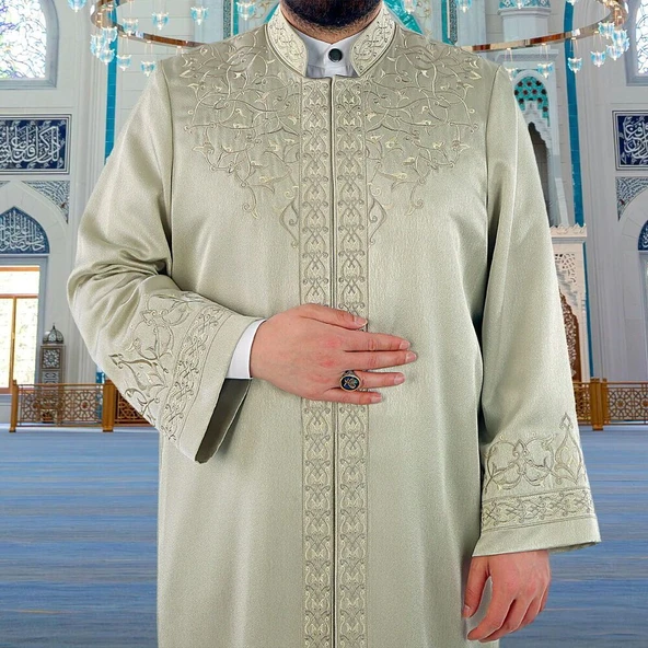 Lüks Fesebbih İmam Cübbesi Mint Yeşili - 1